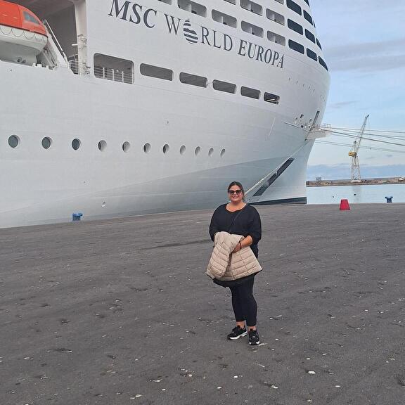 Mirjam aan boord van de nieuwe MSC Europa